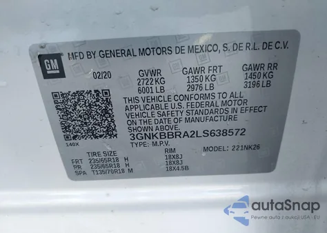 2020 Chevrolet Blazer Fwd 1Lt from USA, damaged, VIN 3GNKBBRA2LS638572